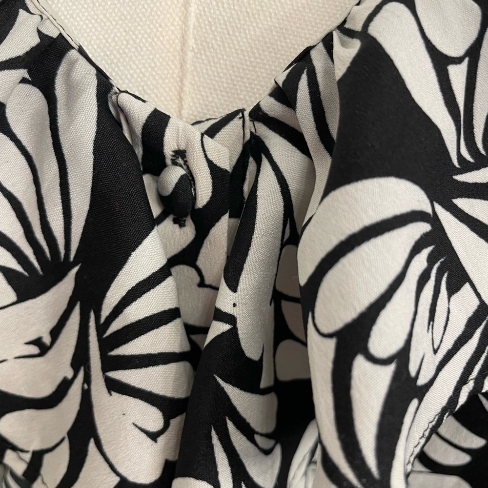 Banana Republic Black and White Ruffle V-Neck Blouse - Picture 3 of 7